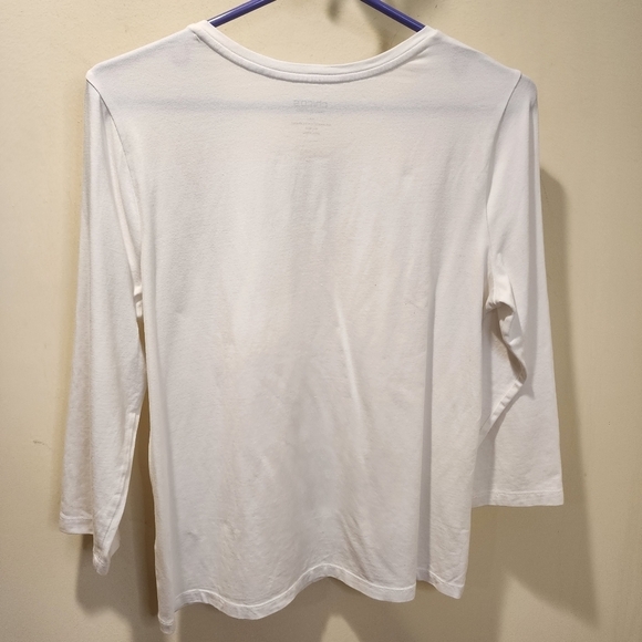 Chico's women's white 3/4  Sleeves t-shirt size 1 - Picture 4 of 6
